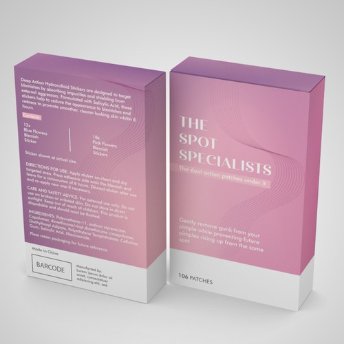 Pimple Patch PACKAGING to appeal to FEMALE BEAUTY user Design by Pice Wilf