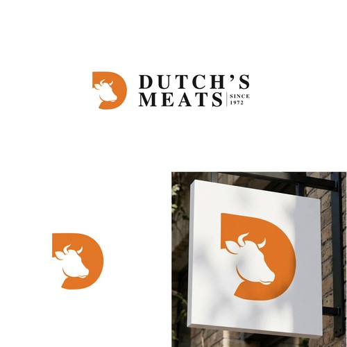 "Create a modern, distinctive logo for Dutch's Meats, a family business since 1972" winning Logo design