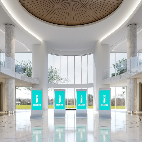 photorealistic rendering of lobby area