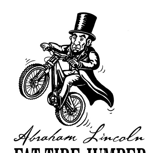 Illustrate Abraham Lincoln getting big air on a bike for my T-Shirt Diseño de Vladanland