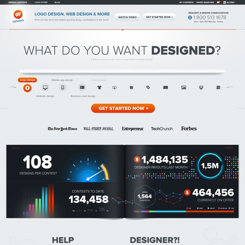 99designs Homepage Redesign Contest Réalisé par aloe84