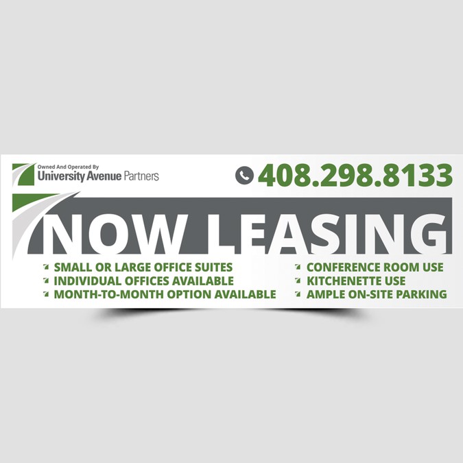 Create sleek leasing sign for modern office building. | Signage contest