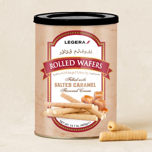 LEGERA Wafer Rolls Pack 125 gm - Salted Caramel Design by Davi Giolo ★