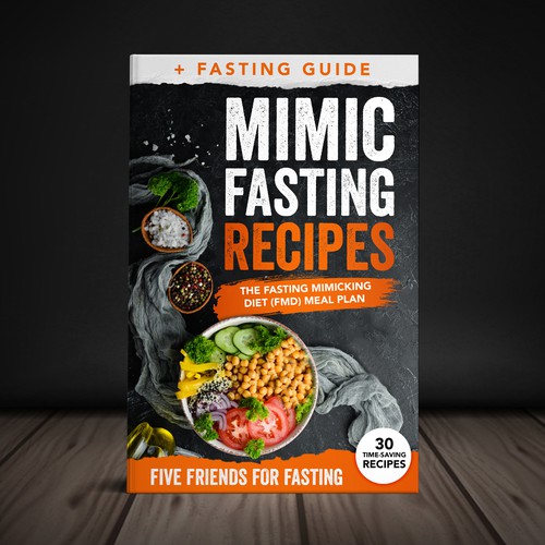 Design a fancy cover+basic layout for an e-book-based recipe book for the new fasting technique FMD Ontwerp door Yna