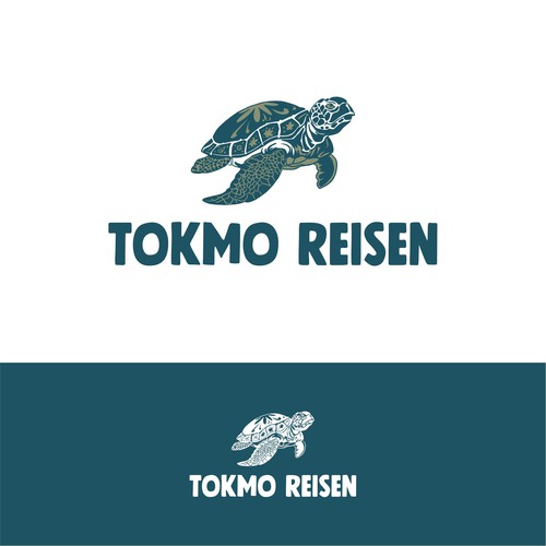 sea turtle illustration/logo for sustainable travel ageny Design by Hadeboga Studio