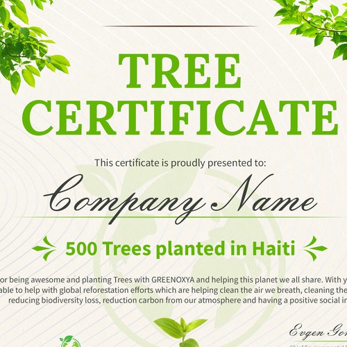 Evgen GordinskiさんのTree Certificateデザイン