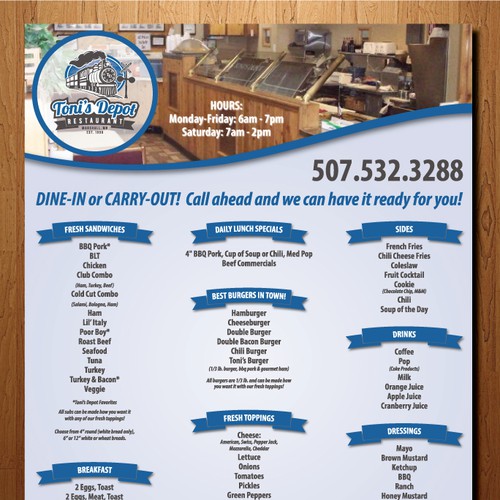 Sub & Burger Restaurant needs NEW DESIGN take out menu! Design by BaiPai Creative