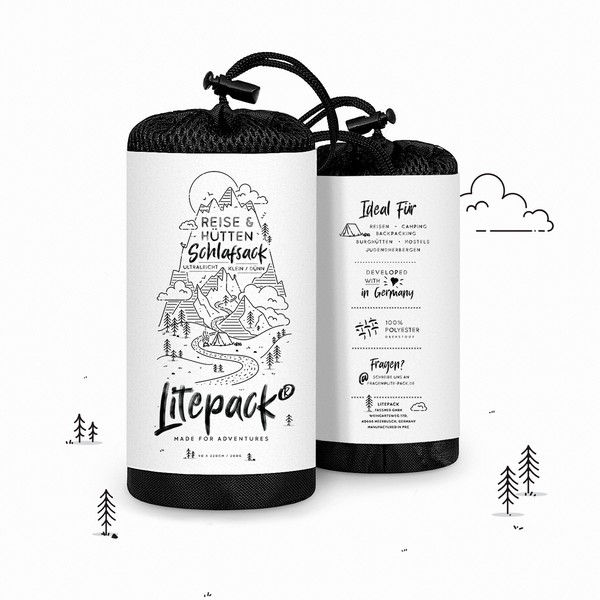 Illustrated label for a Sleeping Bag