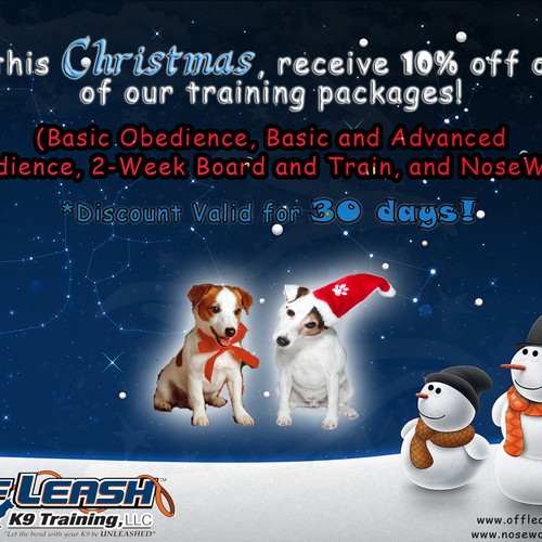 Holiday Ad for Off-Leash K9 Training Design by Gowtham_smarty