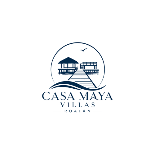 Clean impactful minimalistic logo with ocean theme for Vacation rental business with the name " Casa Maya"  in Roatan Ho
