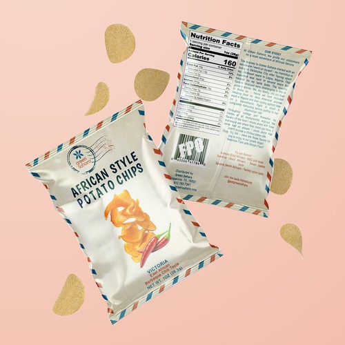 Design African style potato chips packaging Design by Hiba Attieh