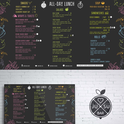 Jusu Bar Menu Design by Niko designs ✅