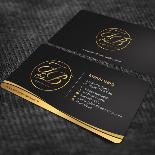 Black & Metallic Gold Business Cards Design por Jahid™