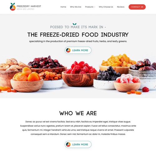 We need a web design for a freeze dried product factory in Kenya Design by Tanveer Apon