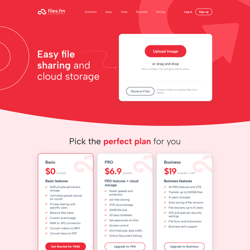 Files.fm - frontpage redesign for cloud storage website Design by keen.graphic