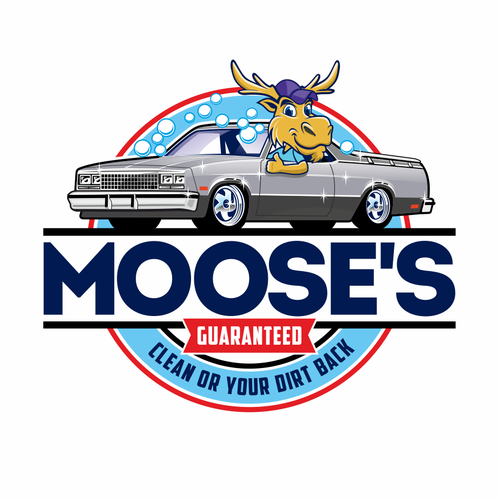 Design a cartoon moose driving el camino for car wash | Logo design contest  | 99designs