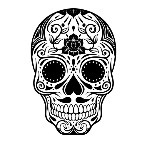 Design a rad Day of the Dead skull to be engraved on metal wallets Diseño de indraDICLVX