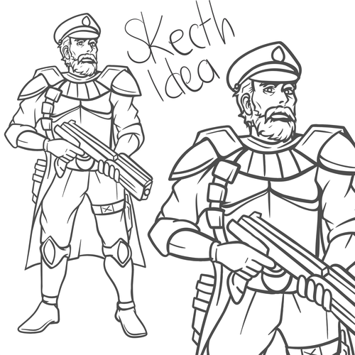 Design a commander character for our browser-based game Design by Runfitri