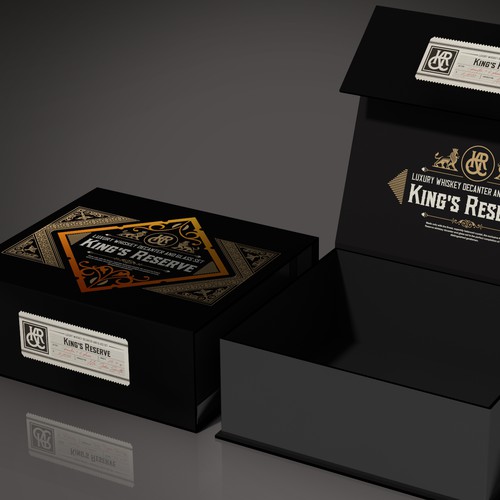 Luxury Whiskey Decanter and Glass Set Packaging for Distinguished Gentlemen Design by familydog