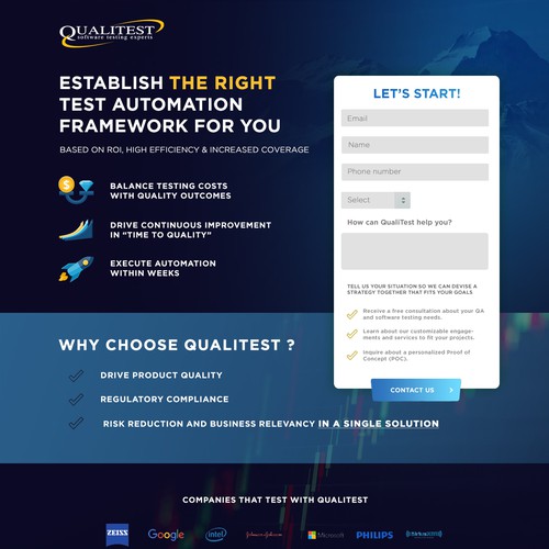 Landing page design