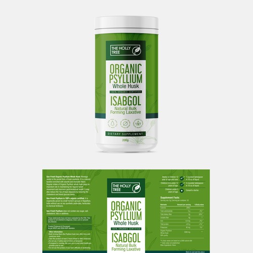 Organic Psyllium Whole Husk Label Design by Totoya