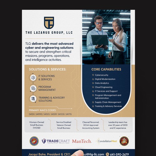 Marketing Slick Sheet for TLG, LLC Design by Krishna Arts