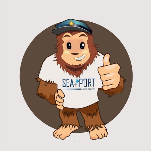 Sasquatch Illustration for SeaPort Airlines Design by primitive-cg