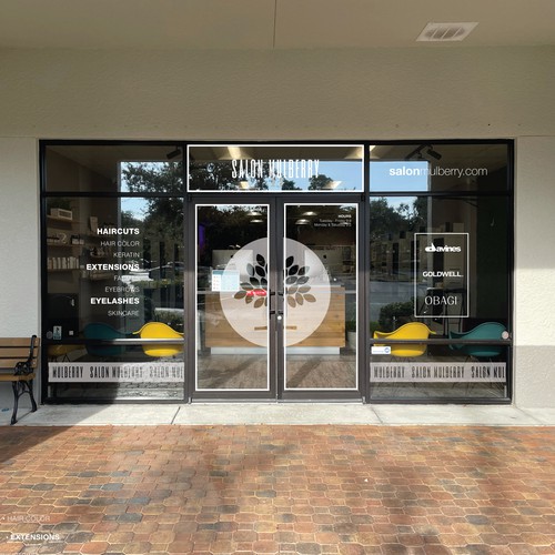 Salon Mulberry - High End Salon - Storefront Glass Signage Design by TheDreamCity