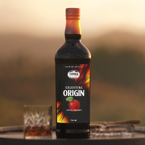 Wanted: an image forward and colorful spirit bottle label design for Apple Brandy release Design by halesen