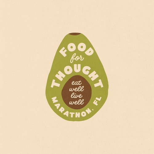Fresh, Playful Island-Inspired Logo for Food For Thought – Organic Café & Market in the Florida Keys Design by EWMDesigns