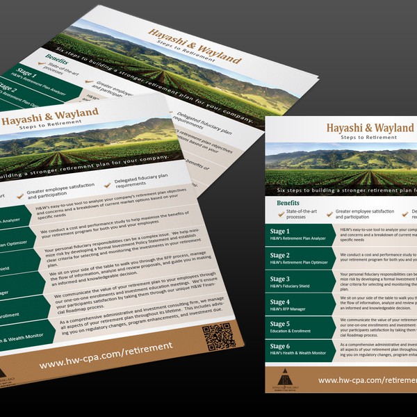 Flyer for Hayashi & Wayland Retirement Plan Services