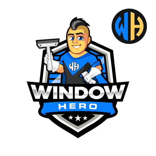 Design a mascot logo for Window Hero, a window washing company Design by Rassum