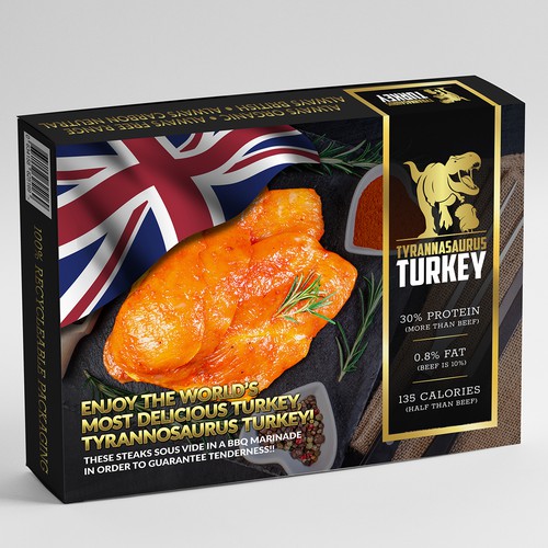 TYRANNOSAURUS TURKEY BREASTS - POWERFUL PACKAGING NEEDED! Design by ted191 dexign
