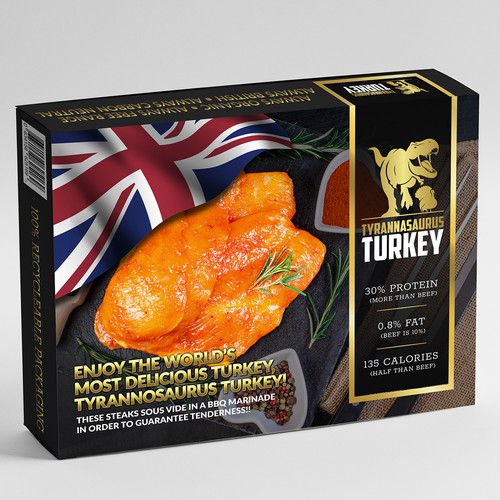 TYRANNOSAURUS TURKEY BREASTS - POWERFUL PACKAGING NEEDED! Design by ted181 dexign