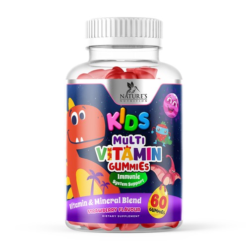 Tasty Kids Multivitamin Gummies Product Label for Nature's Nutrition Design by Designer_John