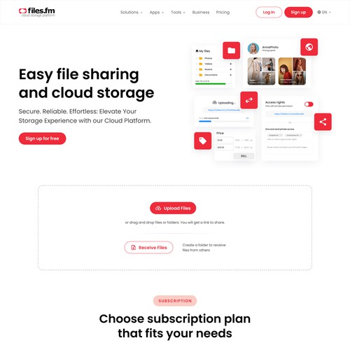 Files.fm - frontpage redesign for cloud storage website Design by Cbasboga