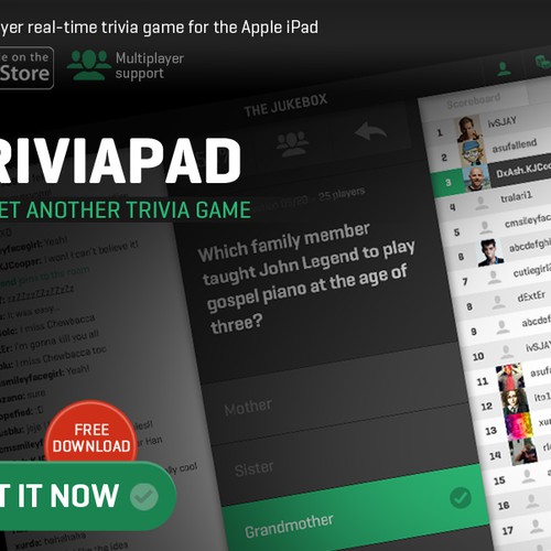 Create a banner ad for the Triviapad iPad app Design by Stanojevic