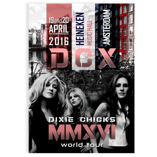 Dixie Chicks 2016 Amsterdam Concert Poster Design by Nick T.