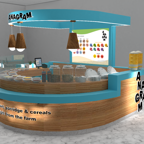 Design a 3D render for food serving kiosk Design by Ann Davis