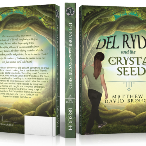 Create an eye catching book cover for middle grade fantasy adventure, Del Ryder and the Crystal Seed Design by RoseannaWhiteDesigns