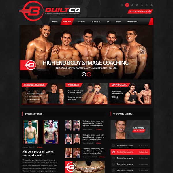 Create a bold new design for a leading high-end men's fitness company