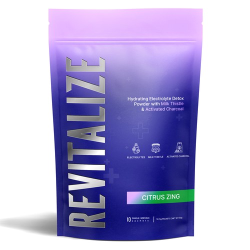 Design Minimalistic, Modern Packaging for Hydrating Electrolyte Detox Powder - Revitalize Design by - COLI -