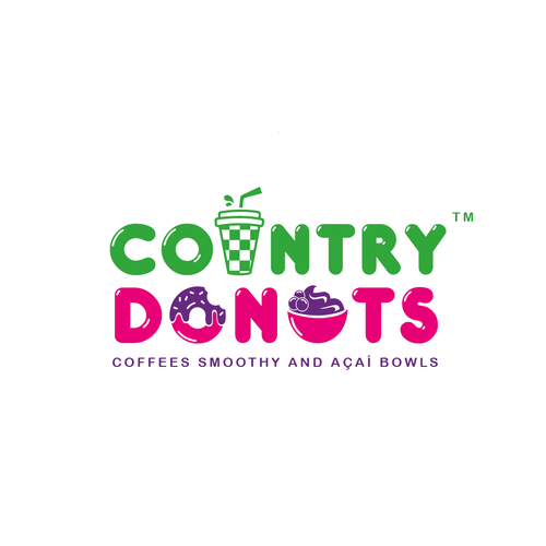 We need a modern exciting logo to encompasses our Name Country Donuts Coffee smoothy bowls Design by M.G. designs