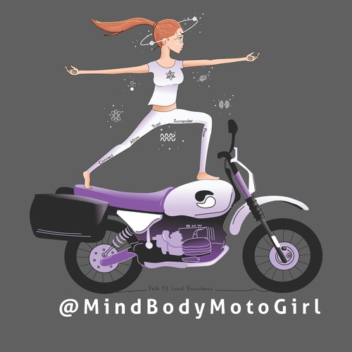 Simple design for motorcycle traveling yogi girl