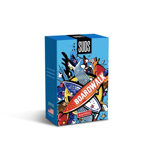 SUDS™ Bar Soap Packaging with Custom Illustrations - 5 Box Series Design by sougatacreative