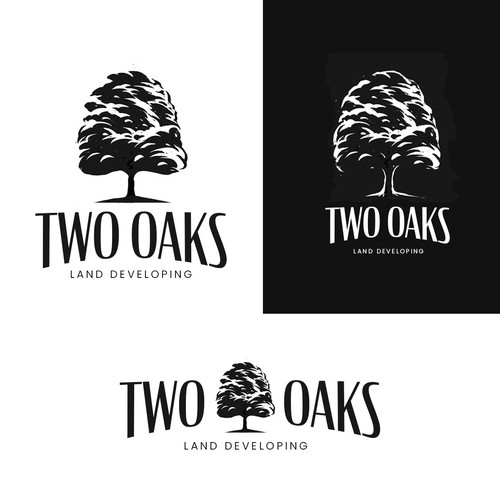 Construction, 3 business owners, use the work TWO oaks in our logo , very bold and intense  graphic Design by agniardi