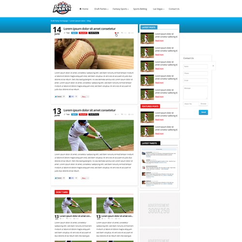 Custom Wordpress Template Needed for Fantasy Sports Site Web page