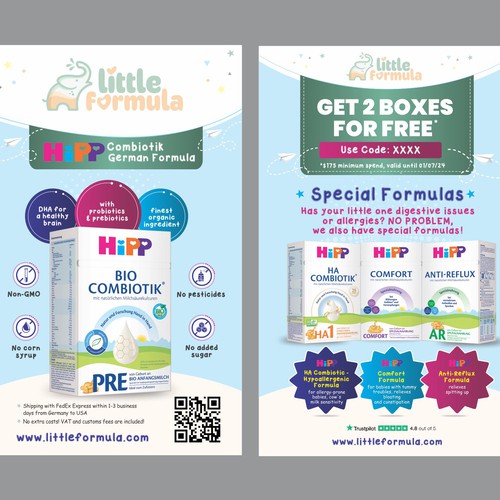 Baby Formula Flyer for a package insert campaign in the USA Design by Dzine Solution