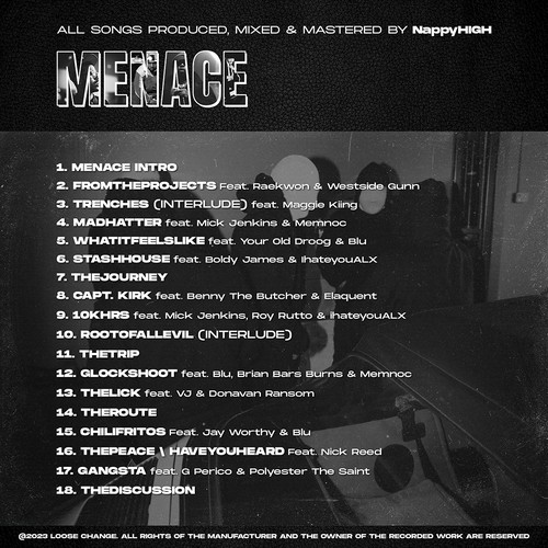 Nappyhigh - menace lp (back cover) | Album Cover contest | 99designs