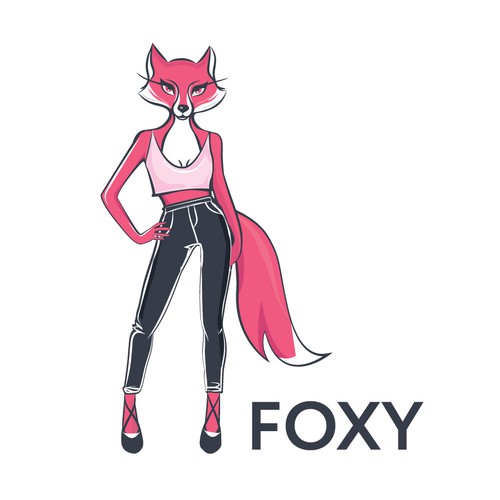 Create a fun, sexy, female, humanoid-fox character/icon for Foxy Design by aSveta